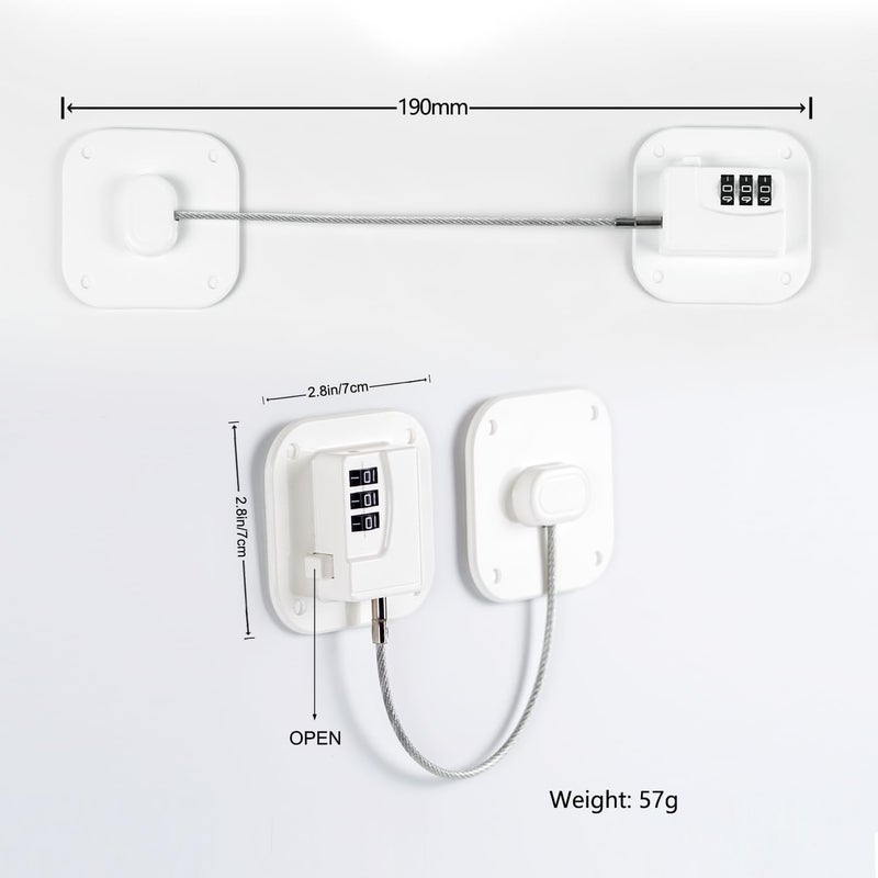FKTUV Cabinet Locks with Combination,Drawer Lock,Child Proof Refrigerator Lock,Child Safety Locks for Cabinets (White 4pcs) - Image 2